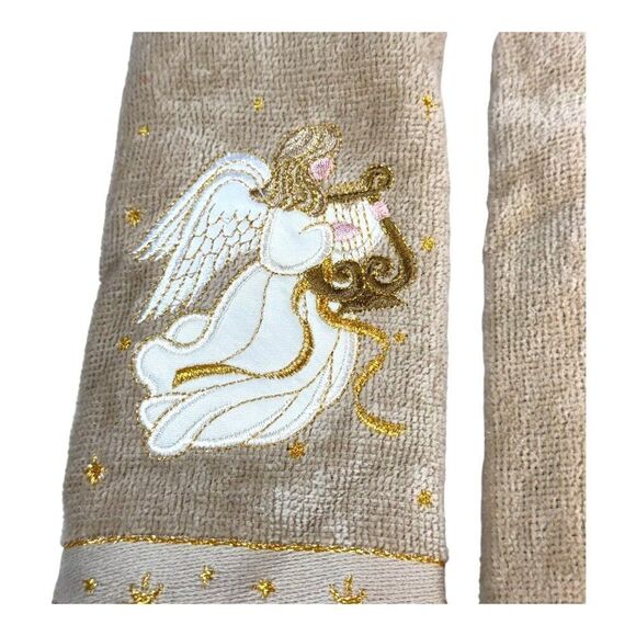 Angel Embroidered Bath & Hand Towel Set By Cecil Saydah Christmas Holidays Lot - Picture 3 of 6
